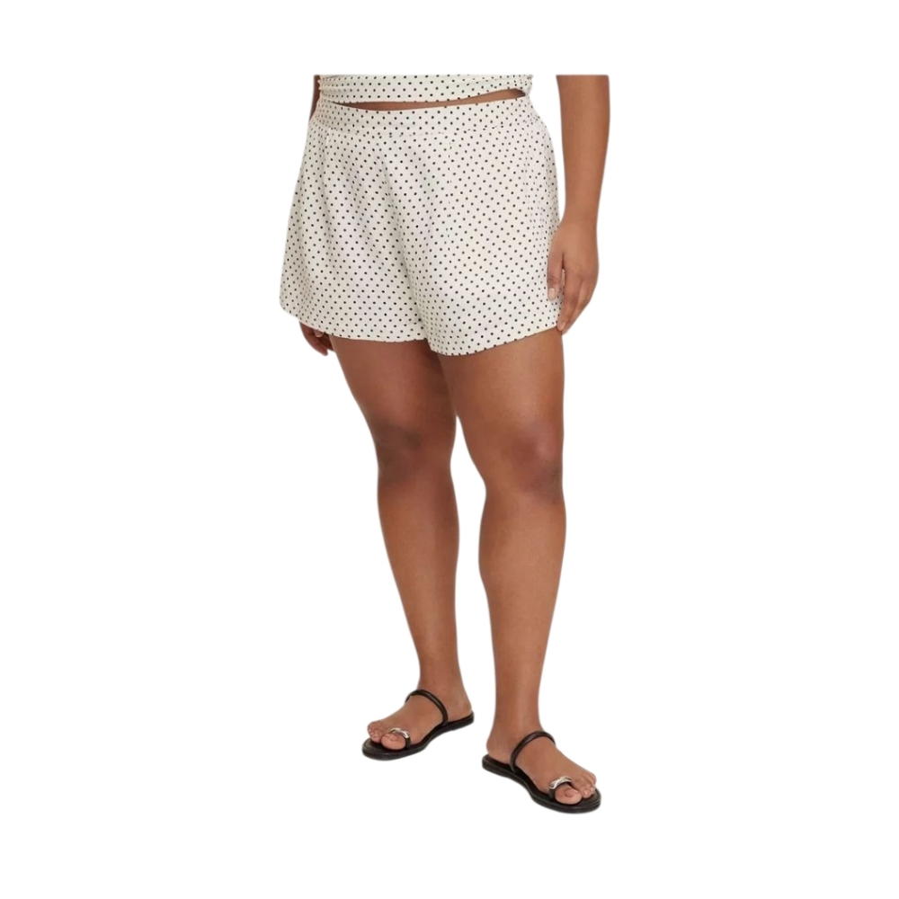 Kate Spade Cream And Black Polka Dot High Waist Shorts Womens Plus Size 2X Linen